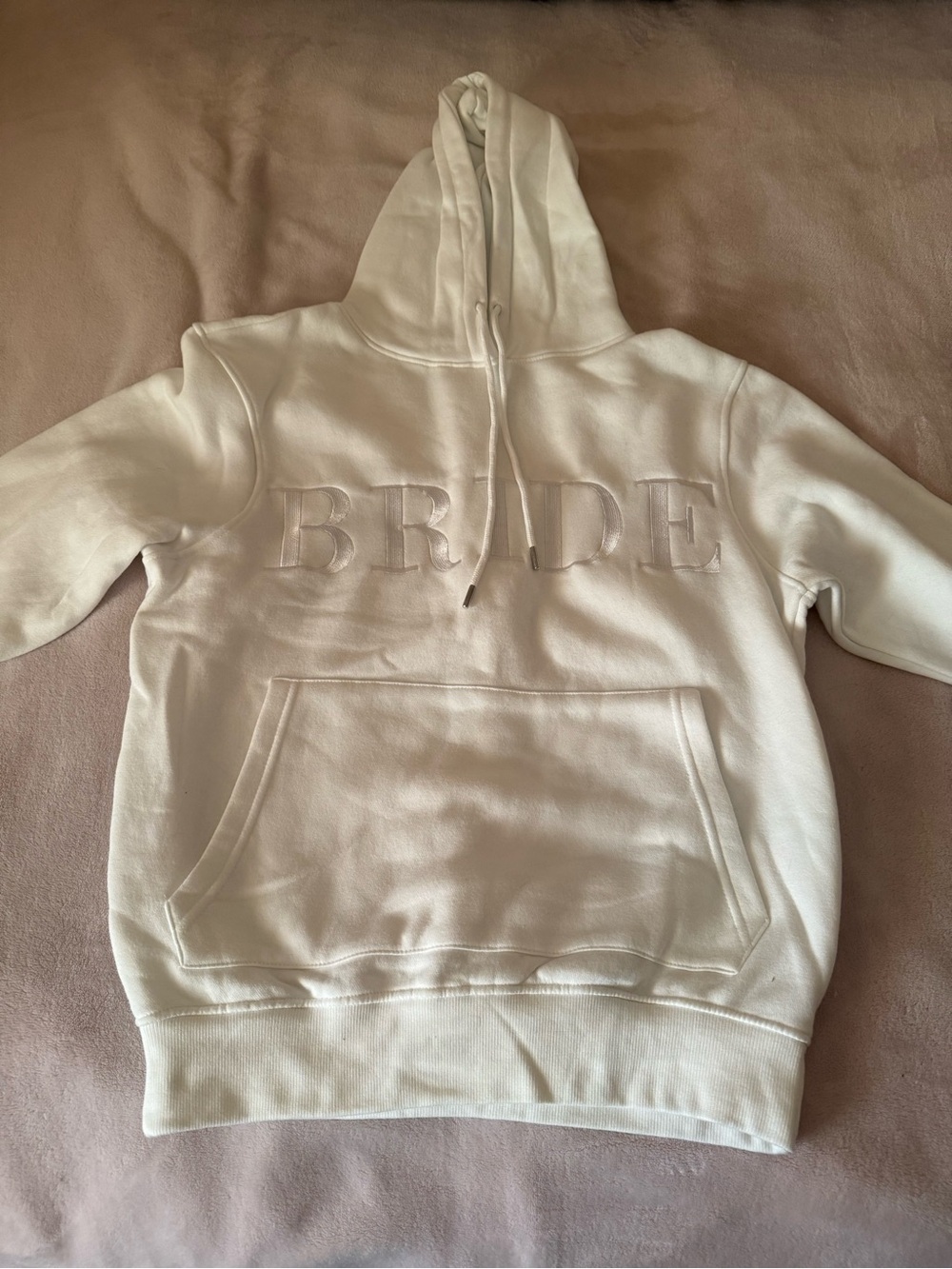 White 'BRIDE' Embroidered Pullover Hoodie